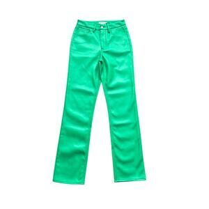 Good American Women's Good Icon Faux‎ Leather Straight Leg Pants 6 28 Green Soft